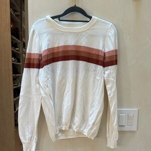 Faherty Women’s Ivory and Brown Striped Sweater